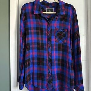 Rails Blue and Red Plaid Button-Up Shirt